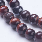 Natural Red Tiger Eye Beads Strands, Round, 6mm, Hole: 1mm, about 66pcs/strand, 15.15 inch