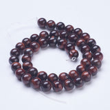 Natural Red Tiger Eye Beads Strands, Round, 8mm, Hole: 1mm, about 48pcs/strand, 15.59 inch