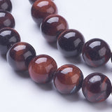 Natural Red Tiger Eye Beads Strands, Round, 8mm, Hole: 1mm, about 48pcs/strand, 15.59 inch