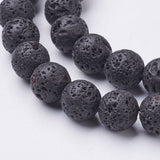 Natural Lava Rock Beads Strands, Round, Black, 8mm, Hole: 1mm, 25Strand/Set