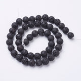 Natural Lava Rock Beads Strands, Round, Black, 8mm, Hole: 1mm, 25Strand/Set