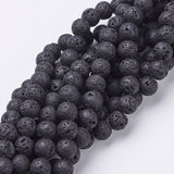 Natural Lava Rock Beads Strands, Round, Black, 8mm, Hole: 1mm, 25Strand/Set