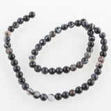 Natural Black Agate Round Bead Strands, Dyed, Black, 6mm, Hole: 1mm, about 63pcs/strand, 15.35 inch