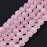 Natural Rose Quartz Beads Strands, Round, 6mm, Hole: 1mm, about 31pcs/strand, 8 inch, 10Strand/Set