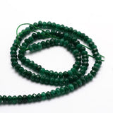 Dyed Natural Malaysia Jade Rondelle Beads Strands, Faceted, Dark Green, 4x2~3mm, Hole: 1mm, about 115pcs/strand, 14 inch, 5Strand/Set