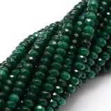 Dyed Natural Malaysia Jade Rondelle Beads Strands, Faceted, Dark Green, 4x2~3mm, Hole: 1mm, about 115pcs/strand, 14 inch, 5Strand/Set