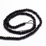 Dyed Natural Malaysia Jade Rondelle Beads Strands, Faceted, Black, 4x2~3mm, Hole: 1mm, about 115pcs/strand, 14 inch, 5Strand/Set