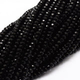 Dyed Natural Malaysia Jade Rondelle Beads Strands, Faceted, Black, 4x2~3mm, Hole: 1mm, about 115pcs/strand, 14 inch, 5Strand/Set