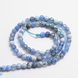 Faceted Natural Agate Round Beads Strands, Dyed, Cornflower Blue, 4mm, Hole: 1mm, about 92pcs/strand, 15.3 inch, 10Strand/Set