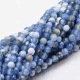 Faceted Natural Agate Round Beads Strands, Dyed, Cornflower Blue, 4mm, Hole: 1mm, about 92pcs/strand, 15.3 inch, 10Strand/Set