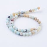 Frosted Natural Amazonite Round Bead Strands, 4mm, Hole: 1mm, about 88pcs/strand, 15 inch(38cm), 5Strand/Set