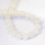 Natural White Jade Round Bead Strands, 8~8.5mm, Hole: 1mm, about 47pcs/strand, 15.5 inch, 5Strand/Set