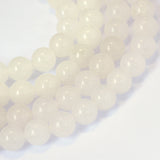 Natural White Jade Round Bead Strands, 8~8.5mm, Hole: 1mm, about 47pcs/strand, 15.5 inch, 5Strand/Set