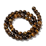 Grade AB Natural Tiger Eye Round Beads Strands, 8~8.5mm, Hole: 1mm, about 46~49pcs/strand, 15 inch, 5Strand/Set