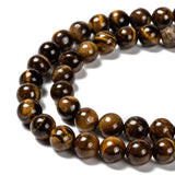 Grade AB Natural Tiger Eye Round Beads Strands, 8~8.5mm, Hole: 1mm, about 46~49pcs/strand, 15 inch, 5Strand/Set