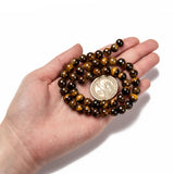 Grade AB Natural Tiger Eye Round Beads Strands, 8~8.5mm, Hole: 1mm, about 46~49pcs/strand, 15 inch, 5Strand/Set