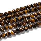 Grade AB Natural Tiger Eye Round Beads Strands, 8~8.5mm, Hole: 1mm, about 46~49pcs/strand, 15 inch, 5Strand/Set