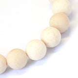 Frosted Natural Fossil Round Bead Strands, 8~8.5mm, Hole: 1mm, about 47pcs/strand, 15.5 inch, 5Strands/Set