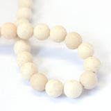 Frosted Natural Fossil Round Bead Strands, 8~8.5mm, Hole: 1mm, about 47pcs/strand, 15.5 inch, 5Strands/Set