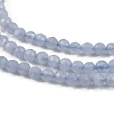 Natural Blue Lace Agate Beads Strands, Faceted, Round, Grade A, 2.5~3mm, Hole: 1mm, about 113pcs/strand, 15.35 inch(39cm), 2Strand/Set