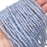 Natural Blue Lace Agate Beads Strands, Faceted, Round, Grade A, 2.5~3mm, Hole: 1mm, about 113pcs/strand, 15.35 inch(39cm), 2Strand/Set