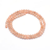 Natural Sunstone Beads Strands, Faceted, Round, 4mm, Hole: 0.5mm, about 105pcs/strand, 15.35 inch(39cm), 2Strand/Set