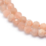 Natural Sunstone Beads Strands, Faceted, Round, 4mm, Hole: 0.5mm, about 105pcs/strand, 15.35 inch(39cm), 2Strand/Set