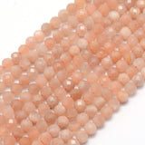 Natural Sunstone Beads Strands, Faceted, Round, 4mm, Hole: 0.5mm, about 105pcs/strand, 15.35 inch(39cm), 2Strand/Set