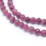 Natural Ruby/Red Corundum Beads Strands, Faceted, Round, 3.5mm, Hole: 0.6mm, about 112pcs/strand, 15.35 inch(39cm), 2Strand/Set