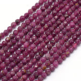 Natural Ruby/Red Corundum Beads Strands, Faceted, Round, 3.5mm, Hole: 0.6mm, about 112pcs/strand, 15.35 inch(39cm), 2Strand/Set