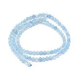 Natural Aquamarine Beads Strands, Round, Faceted, 4mm, Hole: 0.5mm, about 105pcs/strand, 15.35 inch(39cm), 2Strand/Set