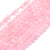 Natural Rose Quartz Beads Strands, Faceted, Round, 3mm, Hole: 0.5mm, about 113pcs/strand, 15.35 inch(39cm), 2Strand/Set