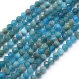 Natural Apatite Beads Strands, Faceted, Round, 4mm, Hole: 1mm, about 95pcs/strand, 15.35 inch(39cm), 2Strand/Set