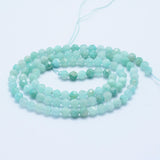 Natural Amazonite Beads Strands, Faceted, Round, Grade AA, 4mm, Hole: 1mm, about 95pcs/strand, 15.35 inch(39cm), 2Strand/Set