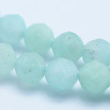 Natural Amazonite Beads Strands, Faceted, Round, Grade AA, 4mm, Hole: 1mm, about 95pcs/strand, 15.35 inch(39cm), 2Strand/Set