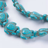 Synthetic Turquoise Beads Strands, Turtle, Dyed & Heated, Dark Turquoise, 18.5x15x8mm, Hole: 1.5mm, about 22pcs/strand, about 15 inch, 2Strand/Set