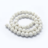 Natural Lava Rock Round Beads Strands, Round, White, 10mm, Hole: 1mm, about 37pcs/strand, 15.15 inch(38.5cm), 10Strand/Set