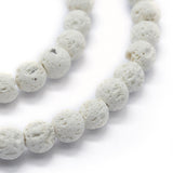 Natural Lava Rock Round Beads Strands, Round, White, 10mm, Hole: 1mm, about 37pcs/strand, 15.15 inch(38.5cm), 10Strand/Set