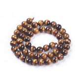 Natural Tiger Eye Beads Strands, Round, 8mm, Hole: 1mm, about 46~48pcs/strand, 15inch, 3Strand/Set