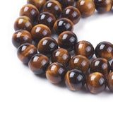 Natural Tiger Eye Beads Strands, Round, 8mm, Hole: 1mm, about 46~48pcs/strand, 15inch, 3Strand/Set