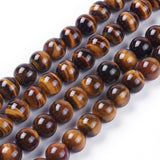 Natural Tiger Eye Beads Strands, Round, 8mm, Hole: 1mm, about 46~48pcs/strand, 15inch, 3Strand/Set