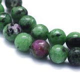 Natural Ruby in Zoisite Beads Strands, Round, 6mm, Hole: 1mm, about 63~70pcs/Strand, 15.35 inch(39cm)