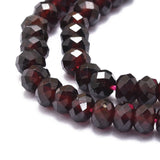 Natural Garnet Beads Strands, Faceted, Rondelle, 5x3~3.5mm, Hole: 0.8mm, about 106pcs/strand, 15.43''(39.2cm)