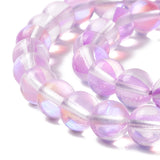 Synthetic Moonstone Beads Strands, Round, Violet, 8mm, Hole: 1mm, about 48pcs/strand, 14.57''~15.35''(37~39cm), 5Strand/Set