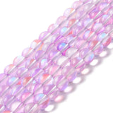 Synthetic Moonstone Beads Strands, Round, Violet, 8mm, Hole: 1mm, about 48pcs/strand, 14.57''~15.35''(37~39cm), 5Strand/Set