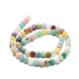 Natural Mixed Gemstone Beads Strands, Natural Amazonite & Angelite & Pink Opal & Myanmar Jade, Round, 6mm, Hole: 1mm, about 65pcs/strand, 15.55''(39.5cm)