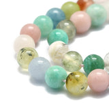 Natural Mixed Gemstone Beads Strands, Natural Amazonite & Angelite & Pink Opal & Myanmar Jade, Round, 6mm, Hole: 1mm, about 65pcs/strand, 15.55''(39.5cm)