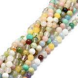 Natural Mixed Gemstone Beads Strands, Natural Amazonite & Angelite & Pink Opal & Myanmar Jade, Round, 6mm, Hole: 1mm, about 65pcs/strand, 15.55''(39.5cm)