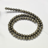 Natural Pyrite Round Beads Strands, Grade A, 6mm, Hole: 1mm, about 62pcs/strand, 15.5 inch, 2Strand/Set