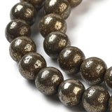 Natural Pyrite Round Beads Strands, Grade A, 6mm, Hole: 1mm, about 62pcs/strand, 15.5 inch, 2Strand/Set